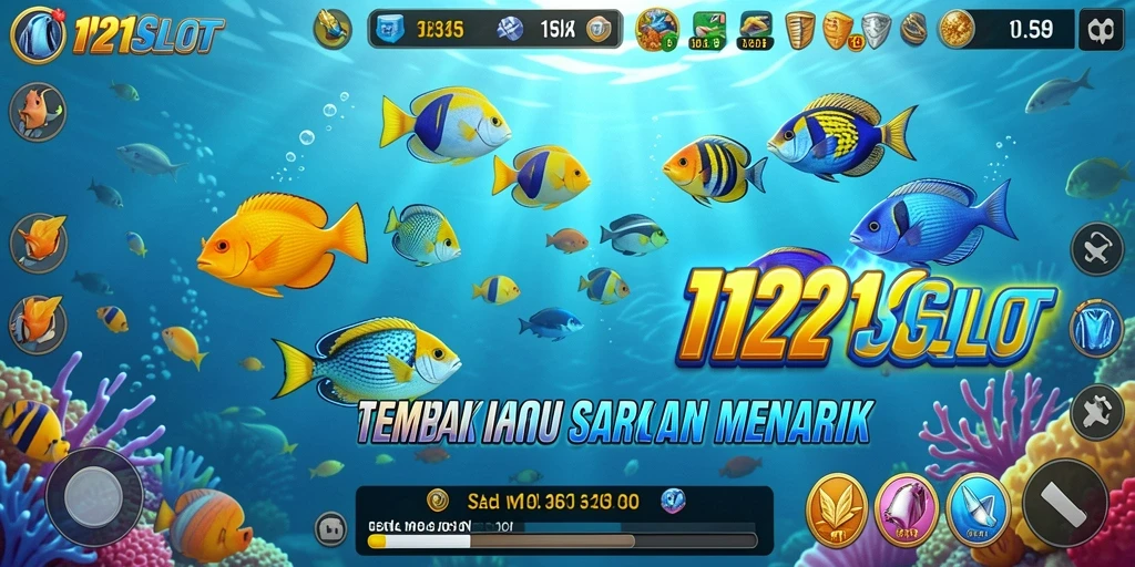 Tampilan gameplay seru dari 1121SLOT yang menembak ikan.
