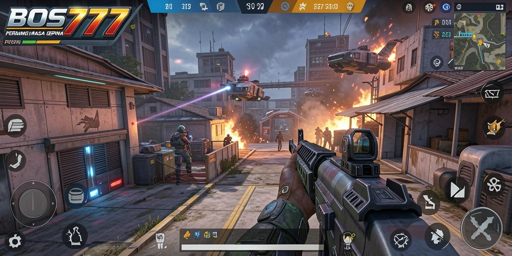Tangkapan layar gameplay <strong>BOS777</strong> menampilkan aksi tembak-menembak yang mendebarkan.