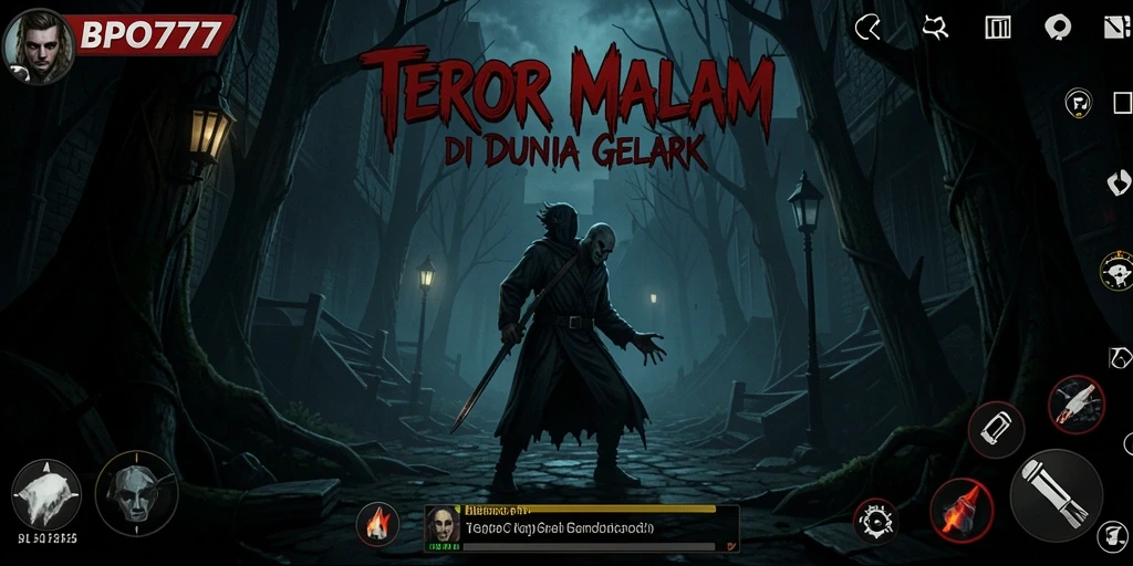 Screenshot gameplay BPO777 yang menampilkan suasana horror yang mencekam.