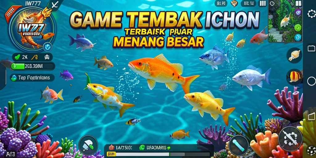 Screenshot gameplay IW777 dengan aksi menembak ikan yang seru.