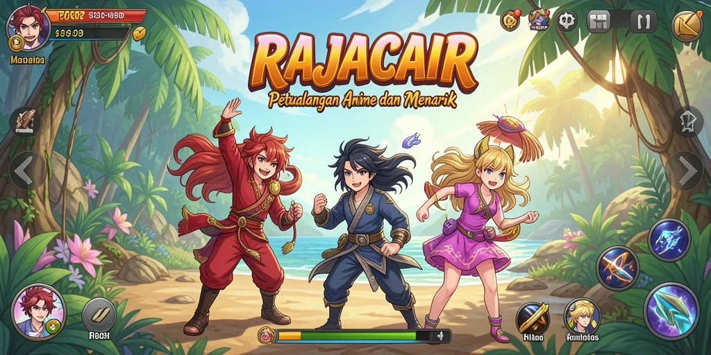 Tampilan gameplay <strong>RAJACAIR</strong> yang mengesankan dengan karakter anime.