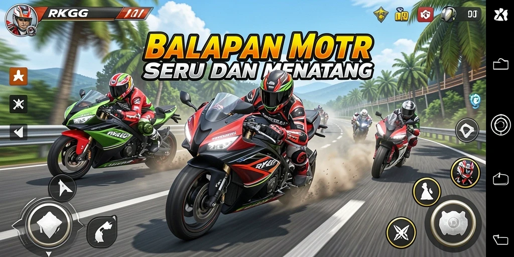 Gameplay balapan motor yang menegangkan dan seru.